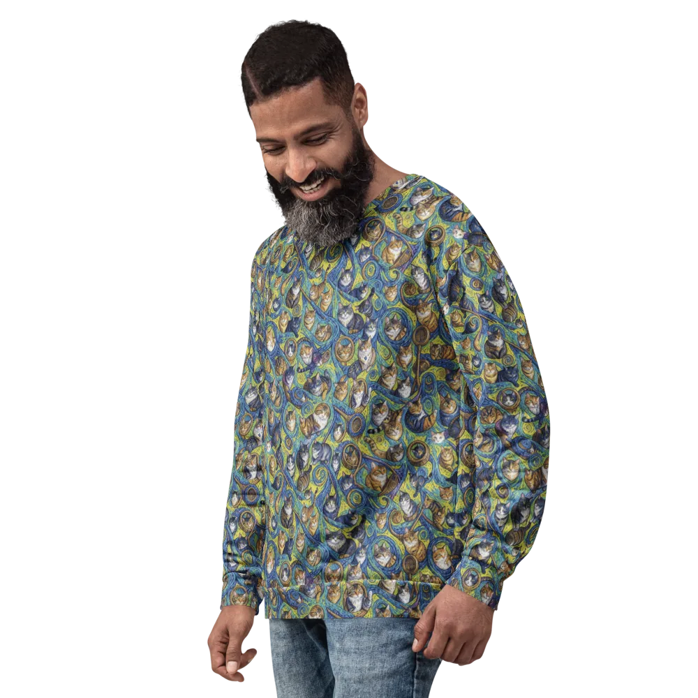 Whiskered Starry Night on Sweatshirt — Left Front