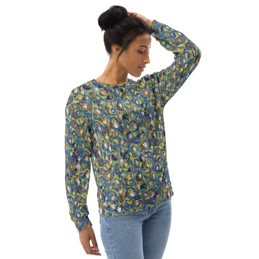 Whiskered Starry Night on Sweatshirt — Right Front