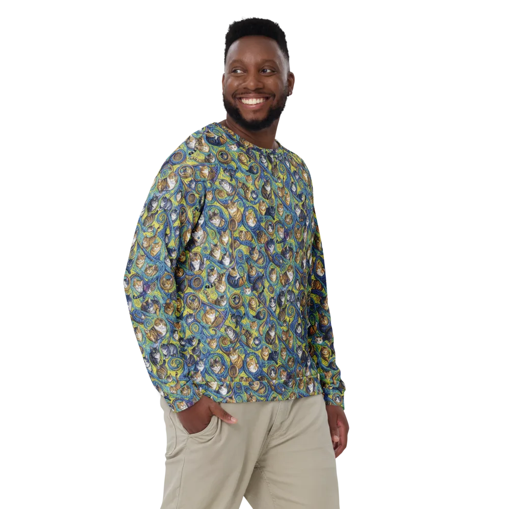 Whiskered Starry Night on Sweatshirt — Front