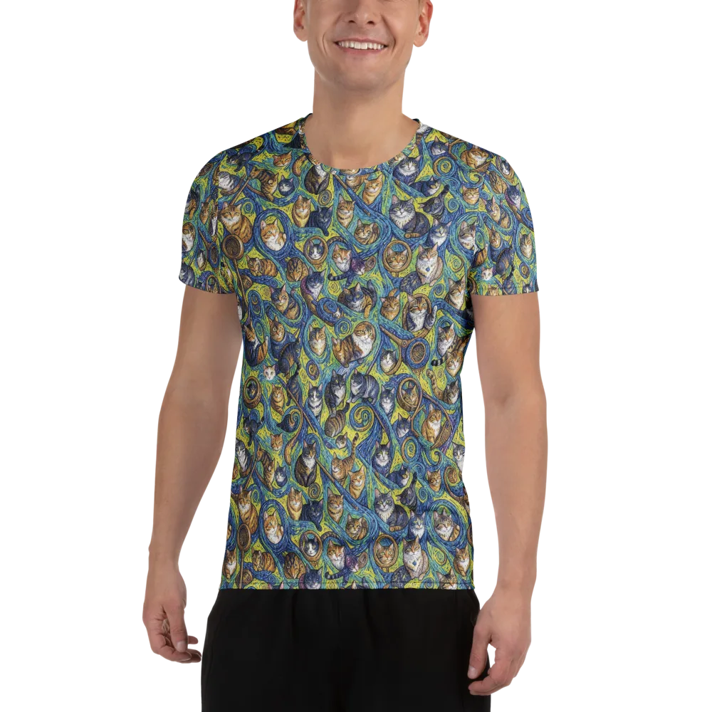 Whiskered Starry Night on Men's Athletic T-Shirt — Front