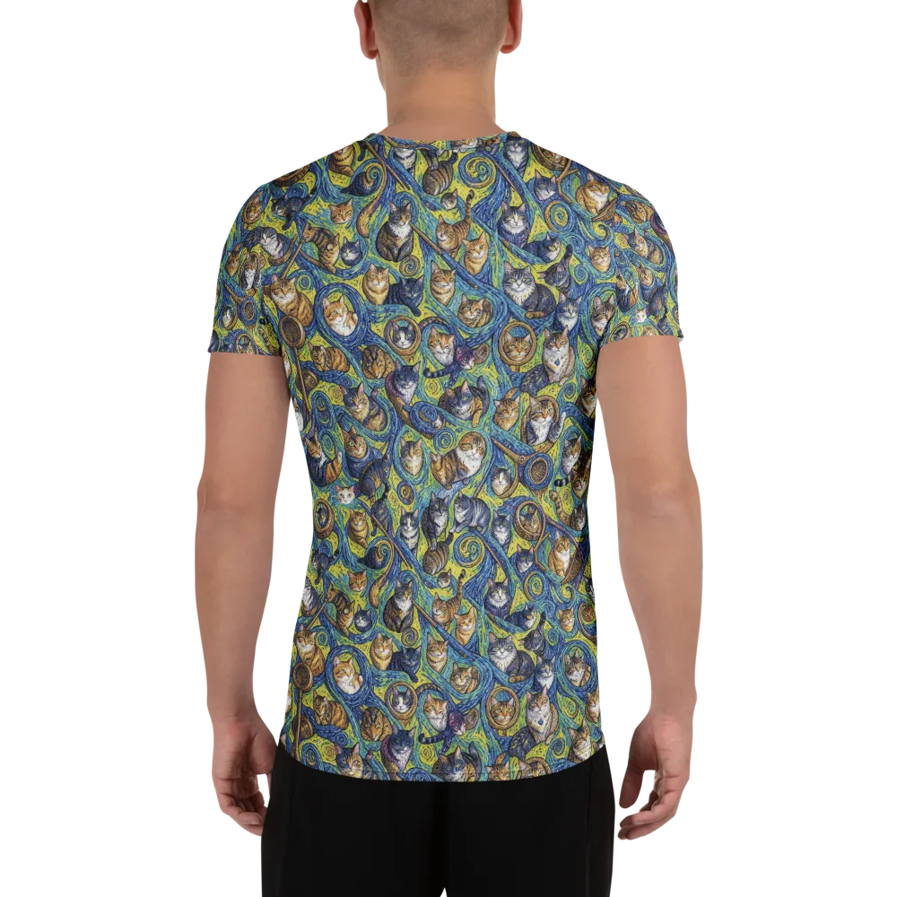 Whiskered Starry Night on Men's Athletic T-Shirt — Back