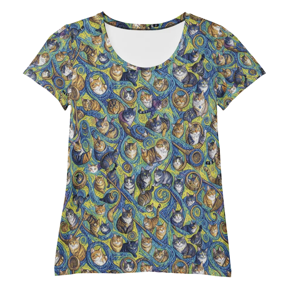 Whiskered Starry Night on Women's Athletic T-Shirt — Front
