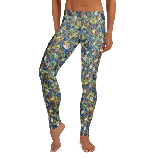 Whiskered Starry Night on a Leggings