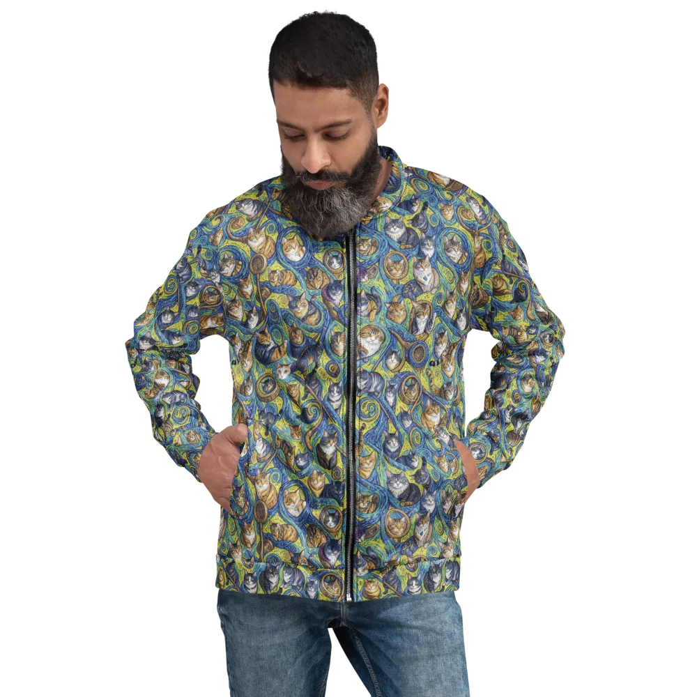 Whiskered Starry Night on Bomber Jacket — Front