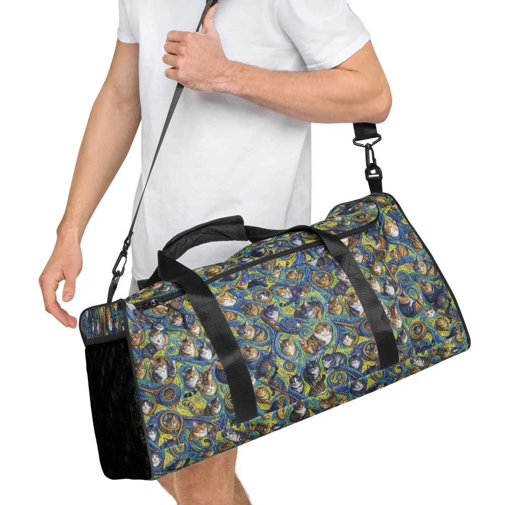 Whiskered Starry Night on Duffle Bag — Right Front