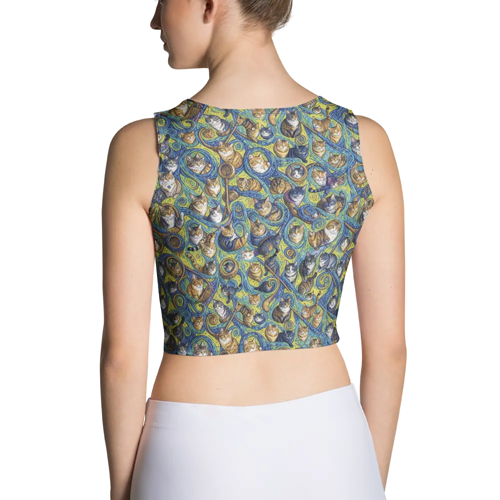 Whiskered Starry Night on Crop Top — Back