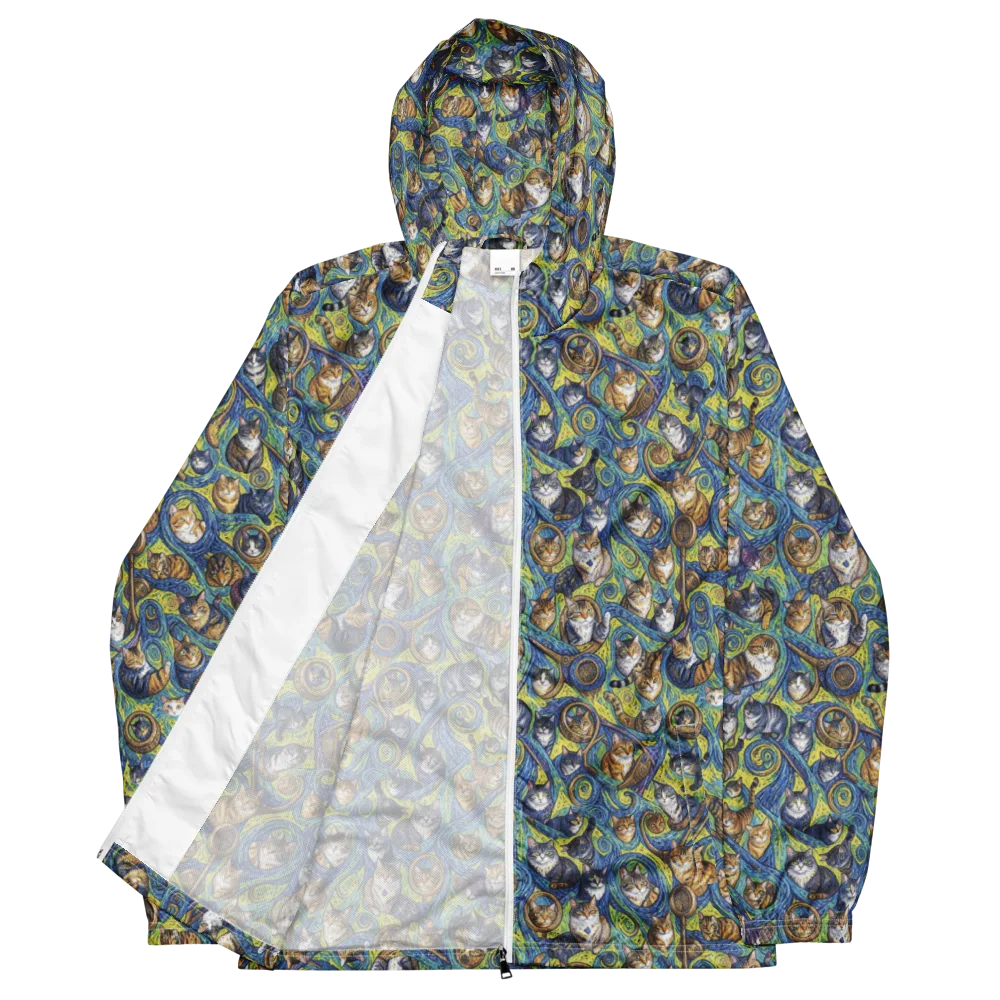 Whiskered Starry Night on Men's Windbreaker — Front