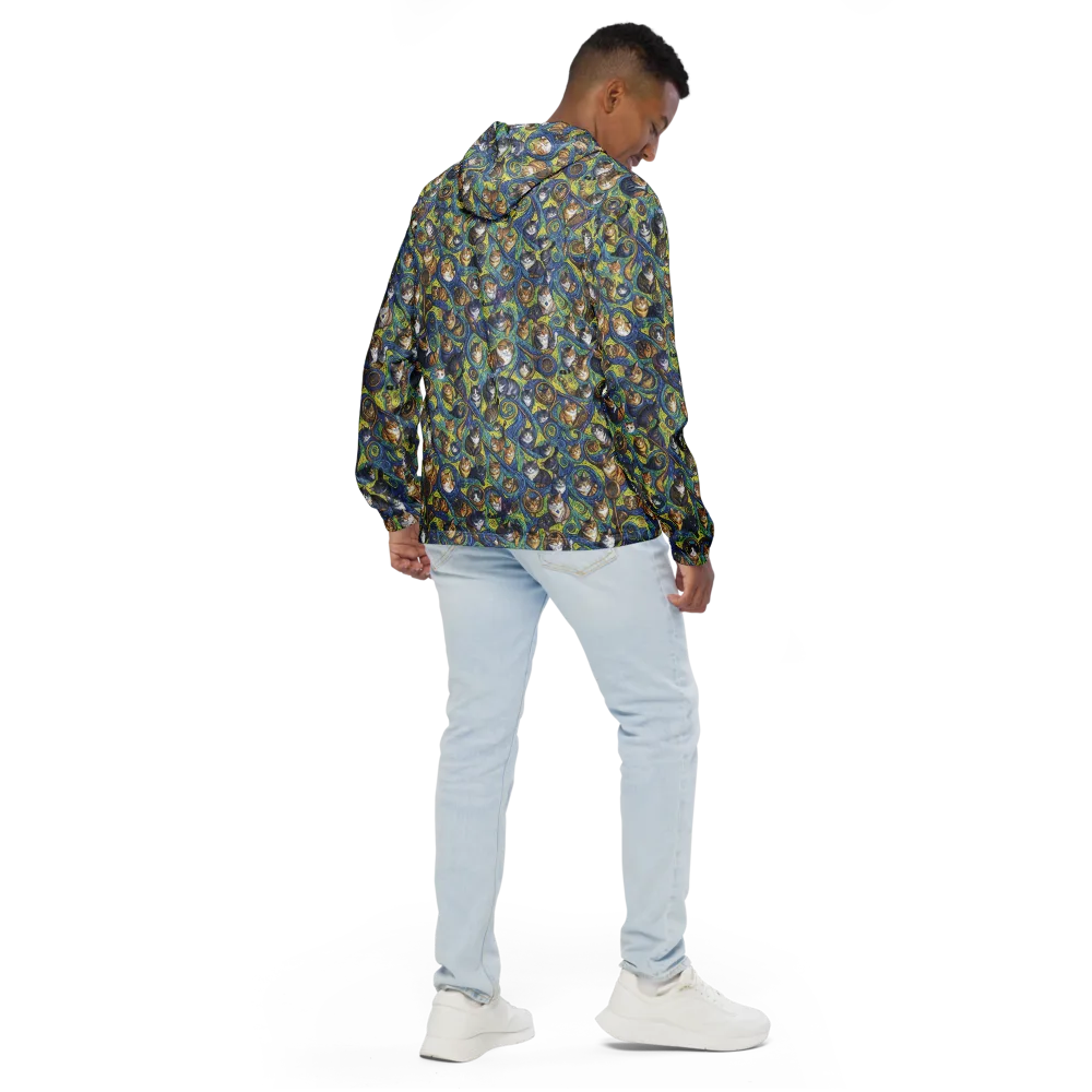 Whiskered Starry Night on Men's Windbreaker — Back