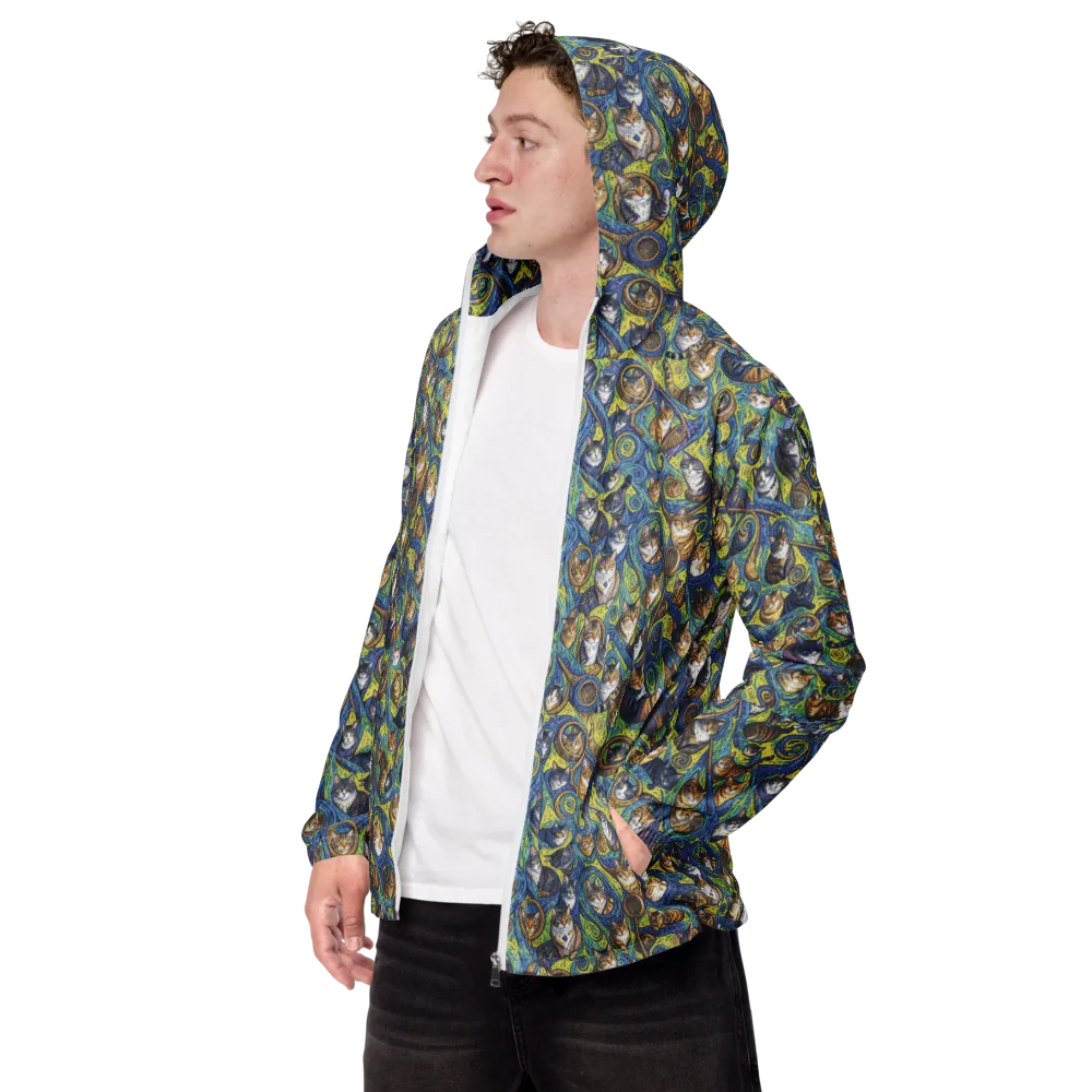 Whiskered Starry Night on Men's Windbreaker — Left Front