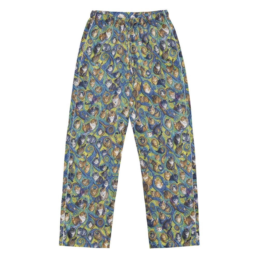 Whiskered Starry Night on Women's Pajama Pants — Front
