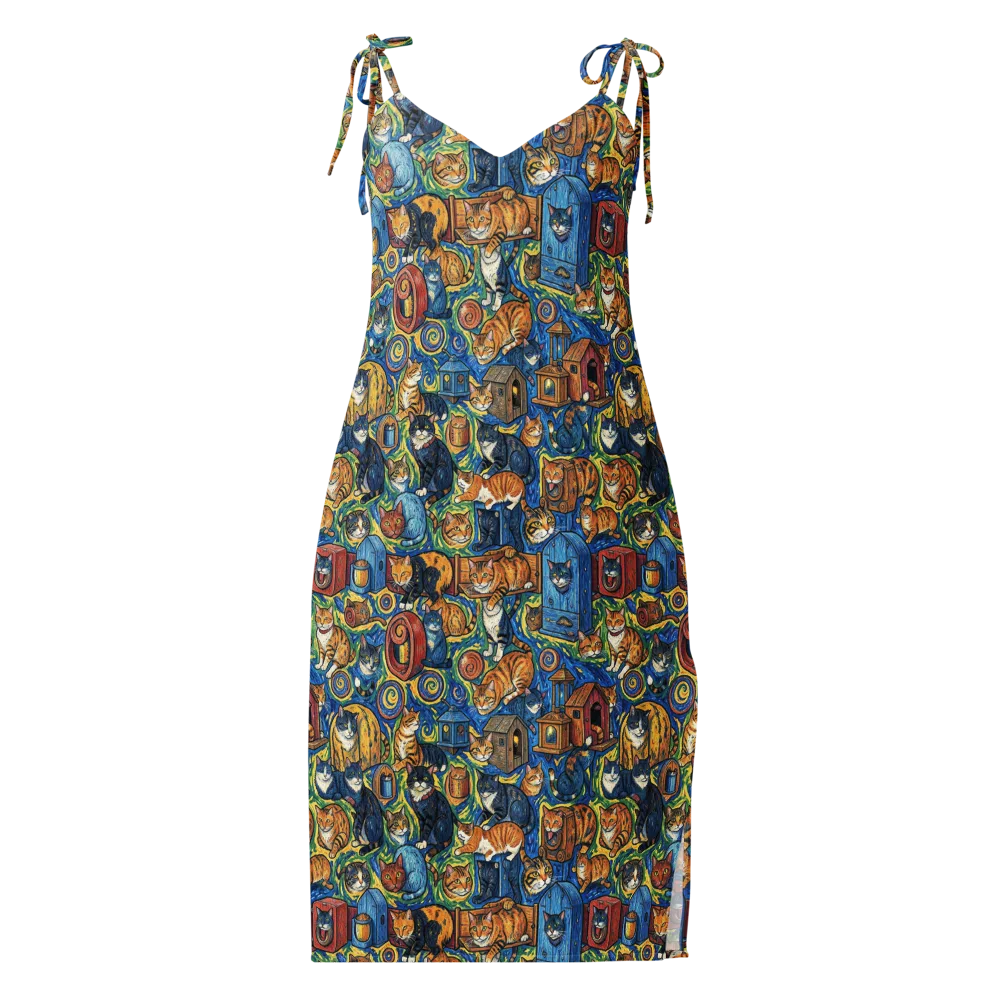 Midnight Meow on Slip Dress — Front
