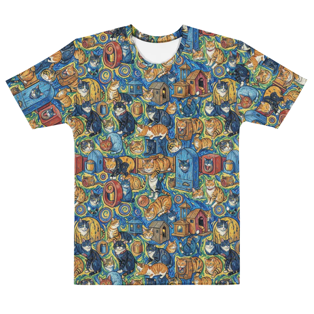 Midnight Meow on Men's Cotton Crew Neck T-Shirt — Front