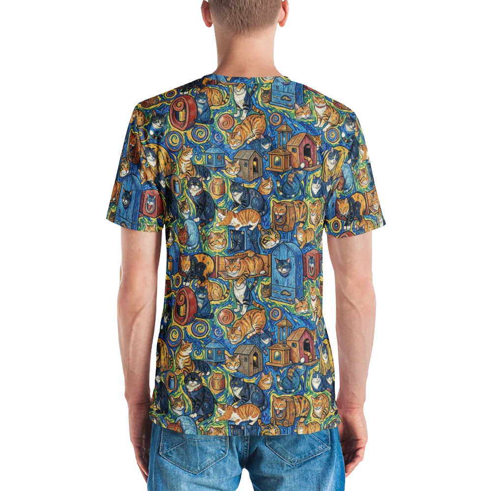 Midnight Meow on Men's Crew Neck T-Shirt — Back