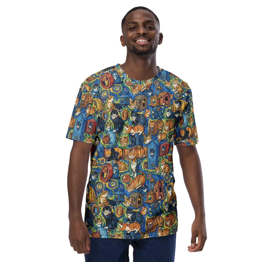 Midnight Meow on Men's Crew Neck T-Shirt — Front