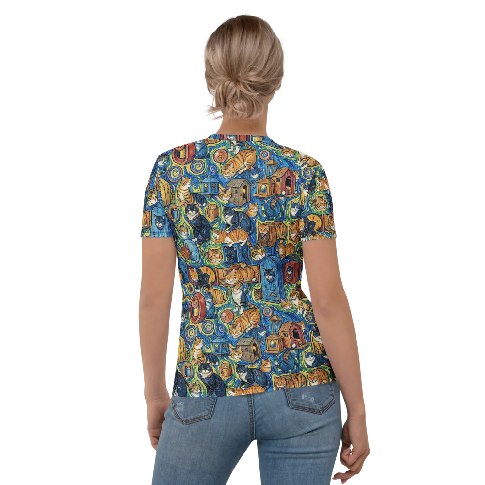 Midnight Meow on Women's Crew Neck T-Shirt — Back