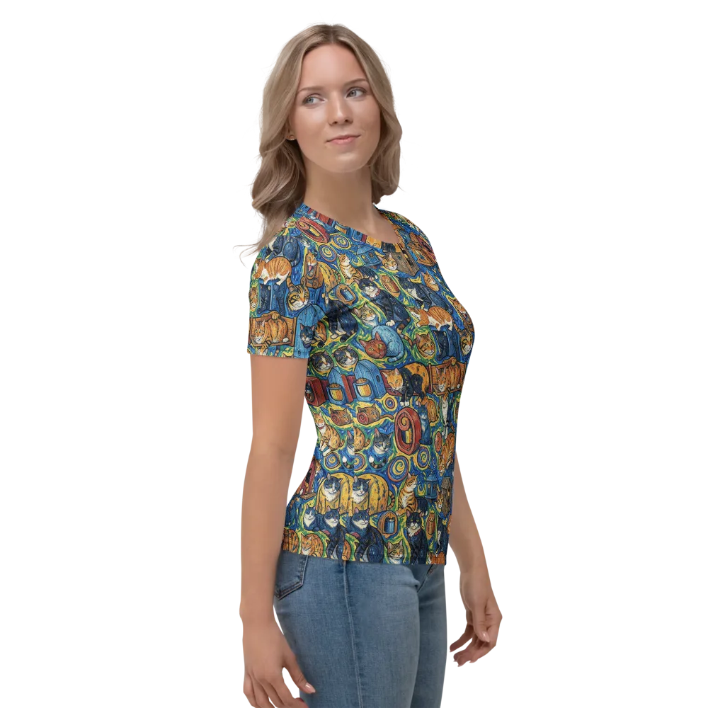 Midnight Meow on Women's Crew Neck T-Shirt — Right