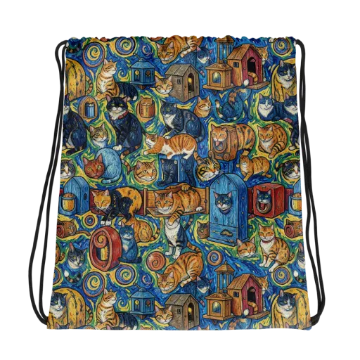 Midnight Meow on a Drawstring Bag