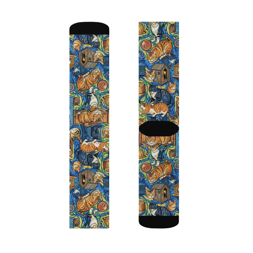 Midnight Meow on Socks — Right Sock