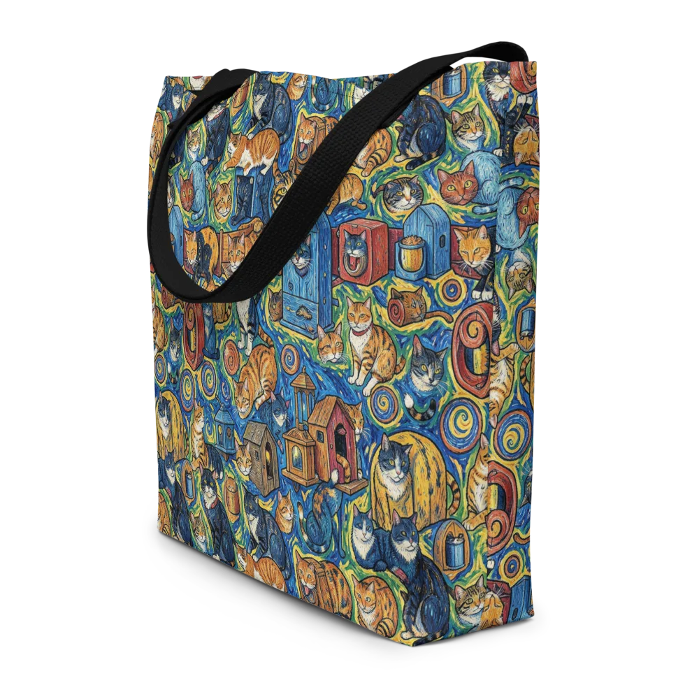 Midnight Meow on Large Tote Bag W/ Pocket — Front