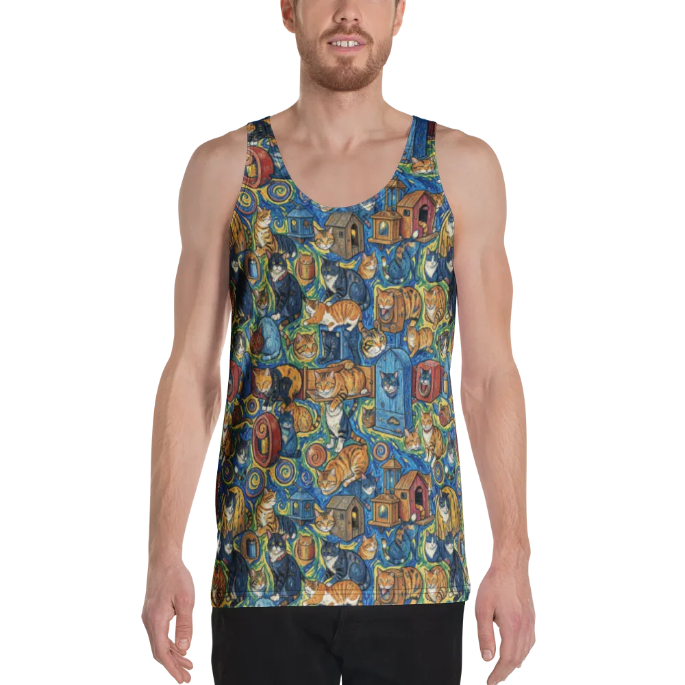 Midnight Meow on Men's Tank Top — Front