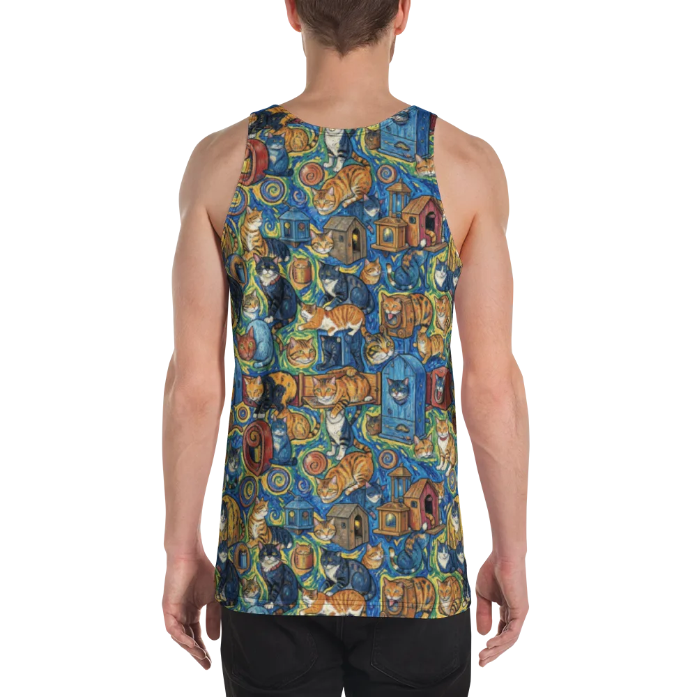 Midnight Meow on Men's Tank Top — Back