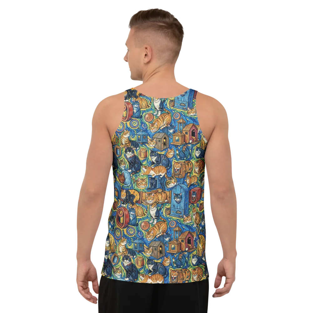 Midnight Meow on Men's Tank Top — Back