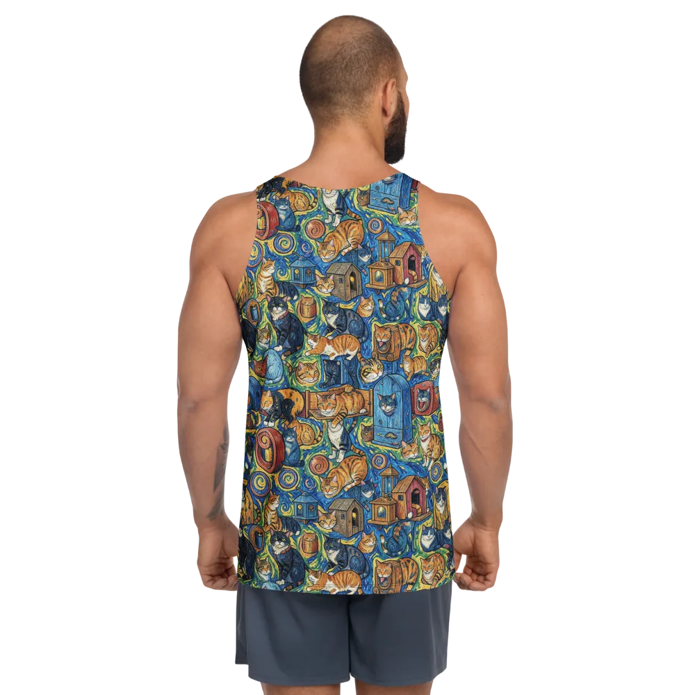 Midnight Meow on Men's Tank Top — Back