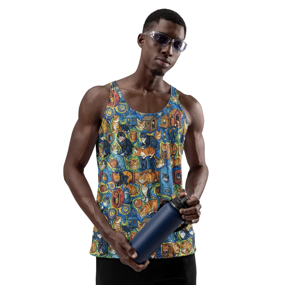 Midnight Meow on Men's Tank Top — Front