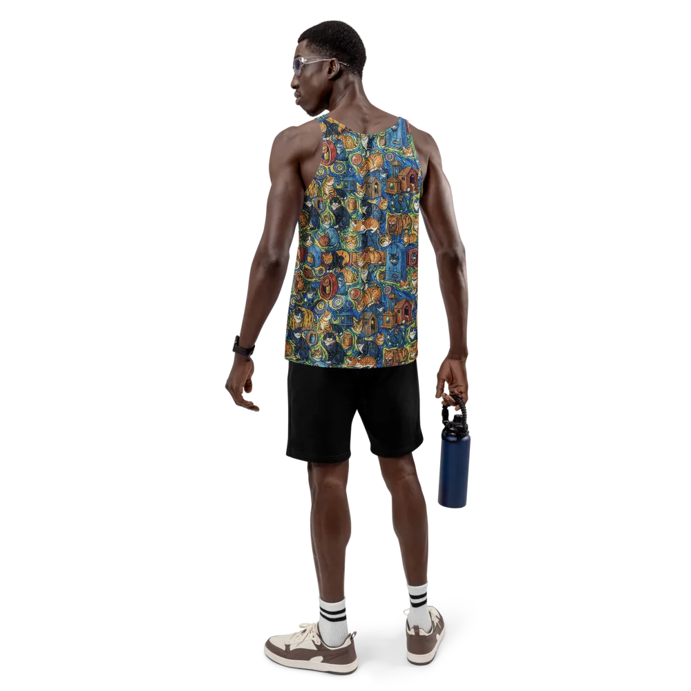 Midnight Meow on Men's Tank Top — Back