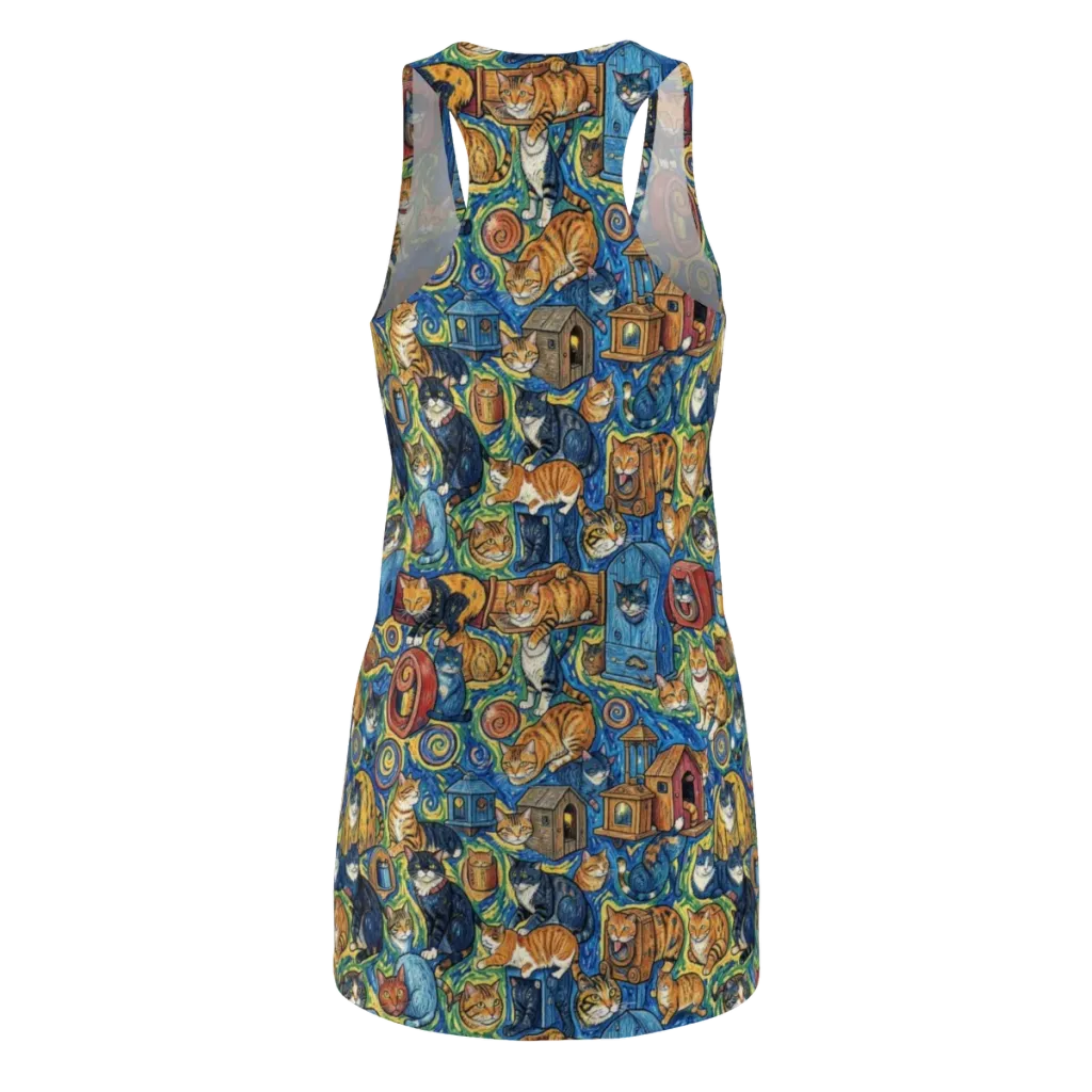 Midnight Meow on Racerback Dress — Back
