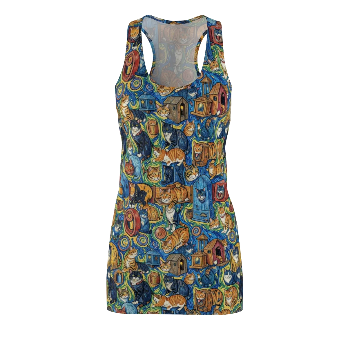Midnight Meow on Racerback Dress — Front