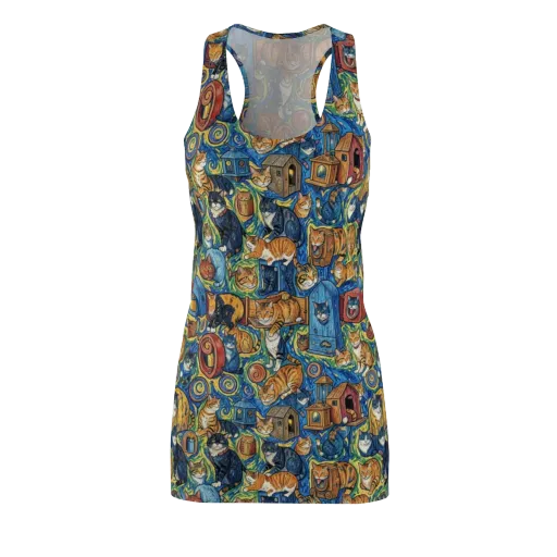 Midnight Meow on a Racerback Dress