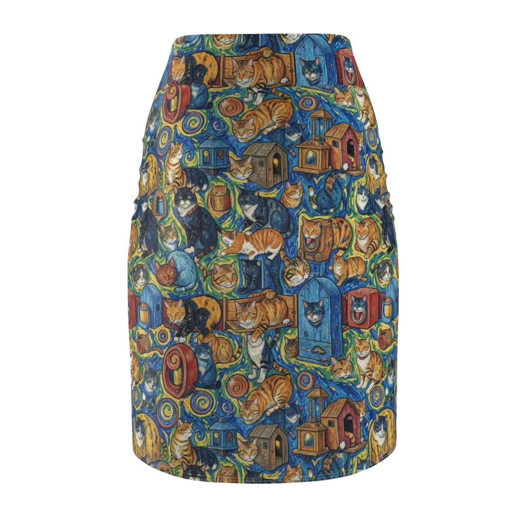 Midnight Meow on Pencil Skirt — Back