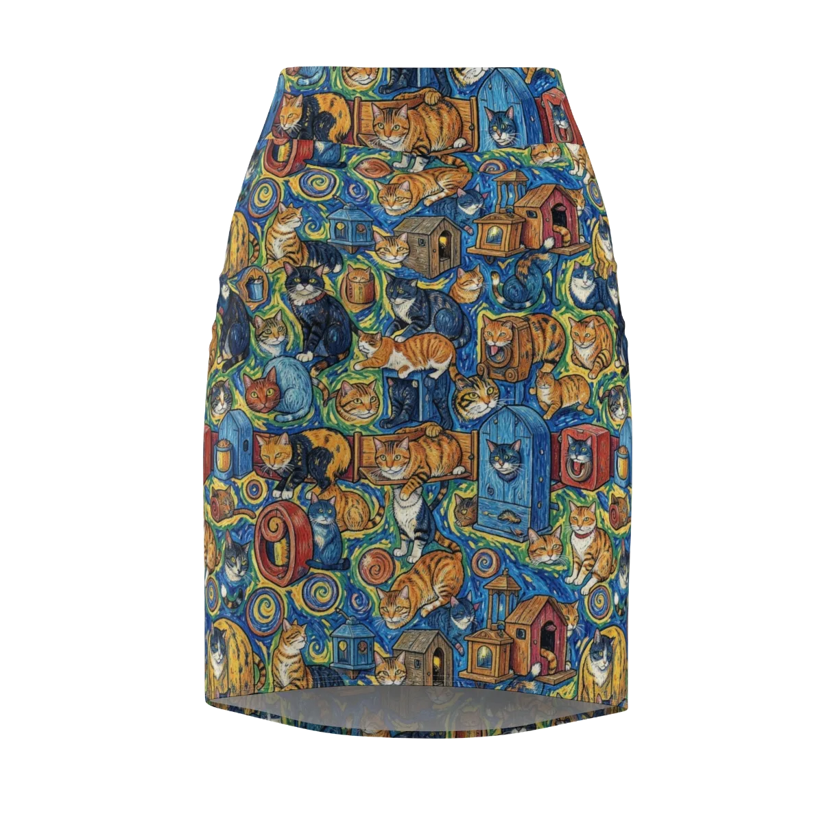 Midnight Meow on Pencil Skirt — Front