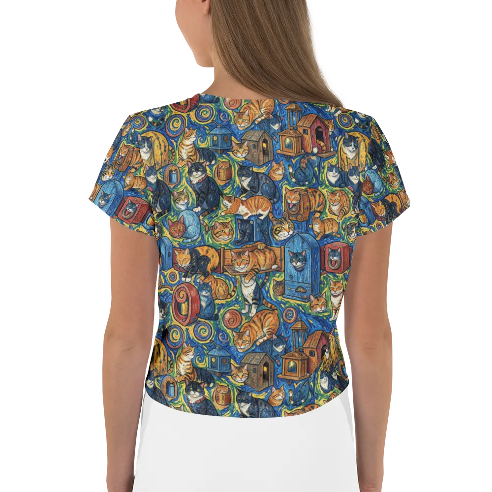 Midnight Meow on Crop Tee — Back