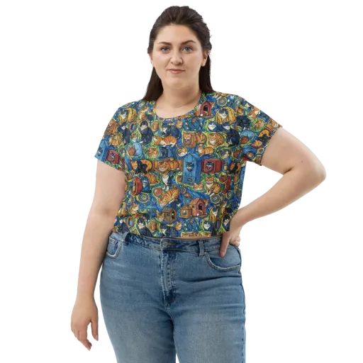 Midnight Meow on a Crop Tee