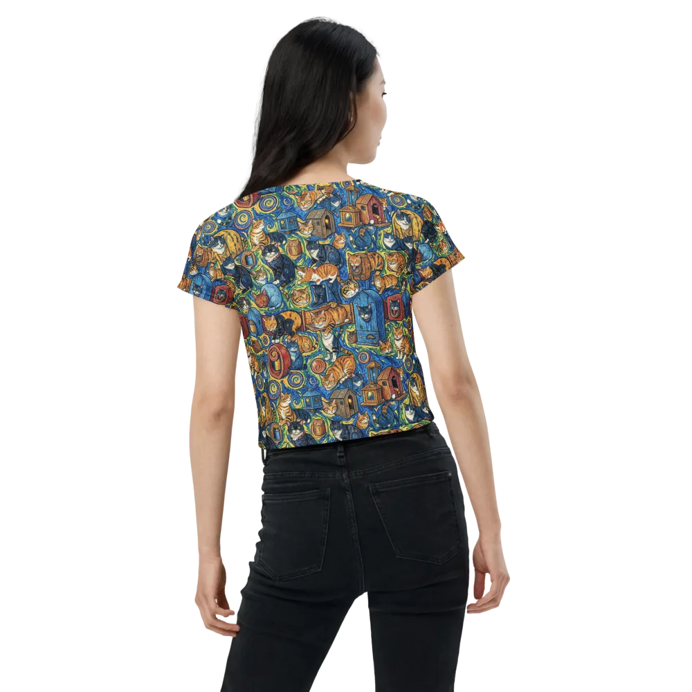 Midnight Meow on Crop Tee — Back