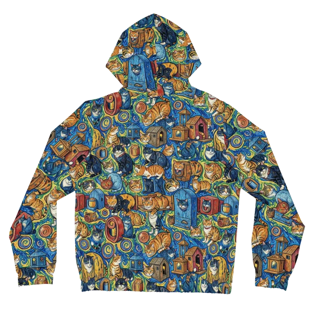 Midnight Meow on Women's Full-Zip Hoodie — Back