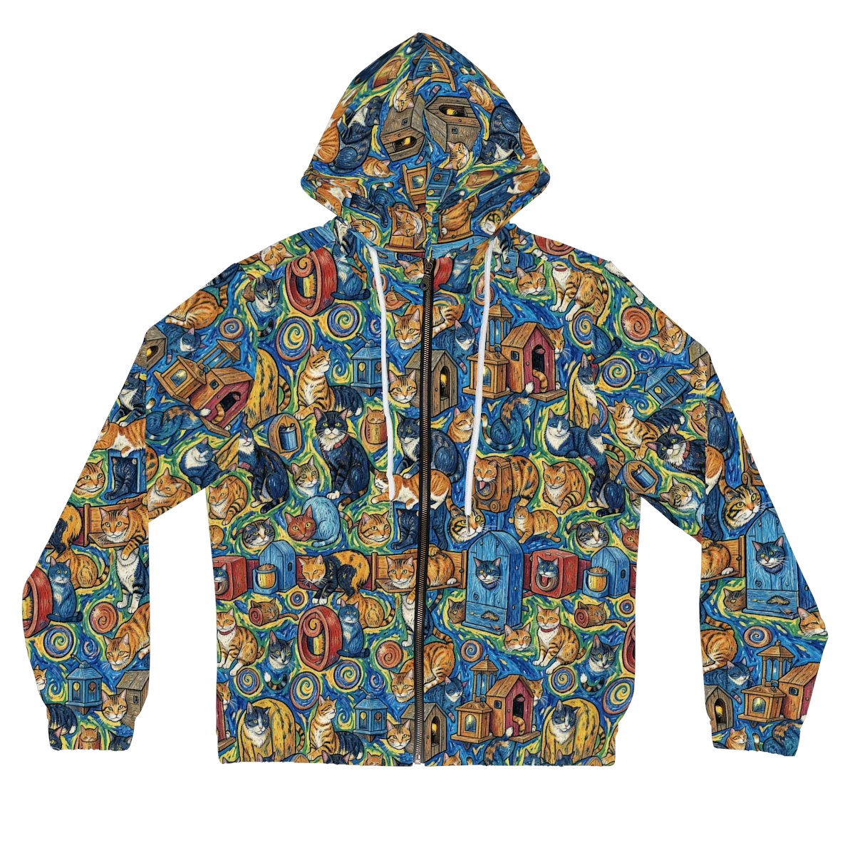 Midnight Meow on Women's Full-Zip Hoodie — Front