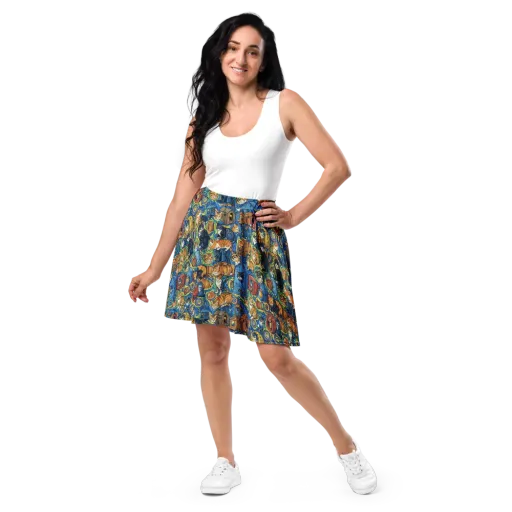 Midnight Meow on a Skater Skirt