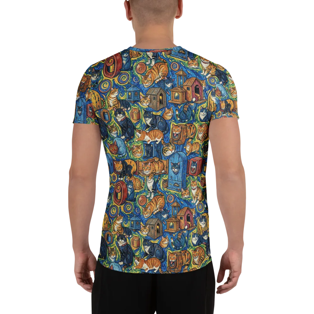 Midnight Meow on Men's Athletic T-Shirt — Back