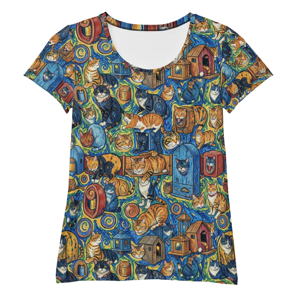 Midnight Meow on Women's Athletic T-Shirt — Front