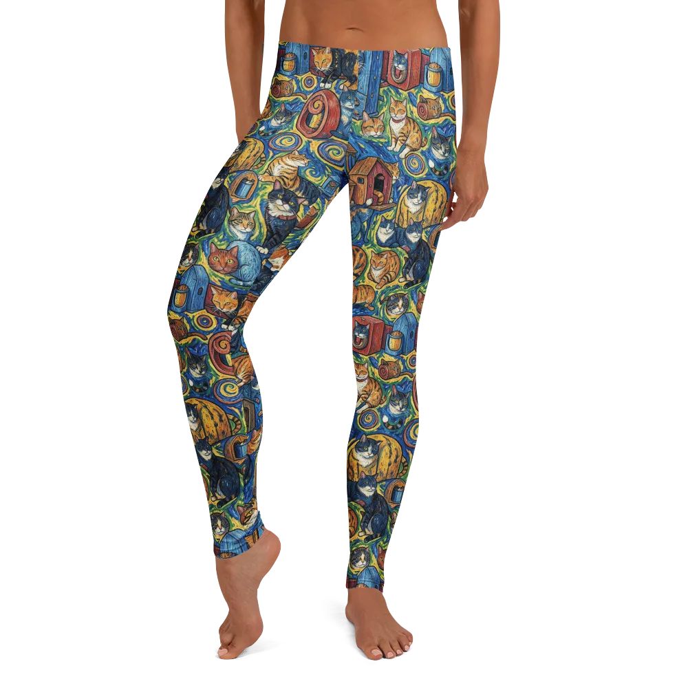 Midnight Meow on Leggings — Front