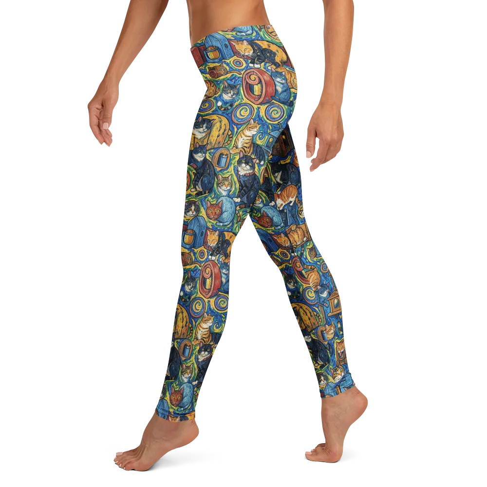 Midnight Meow on Leggings — Left