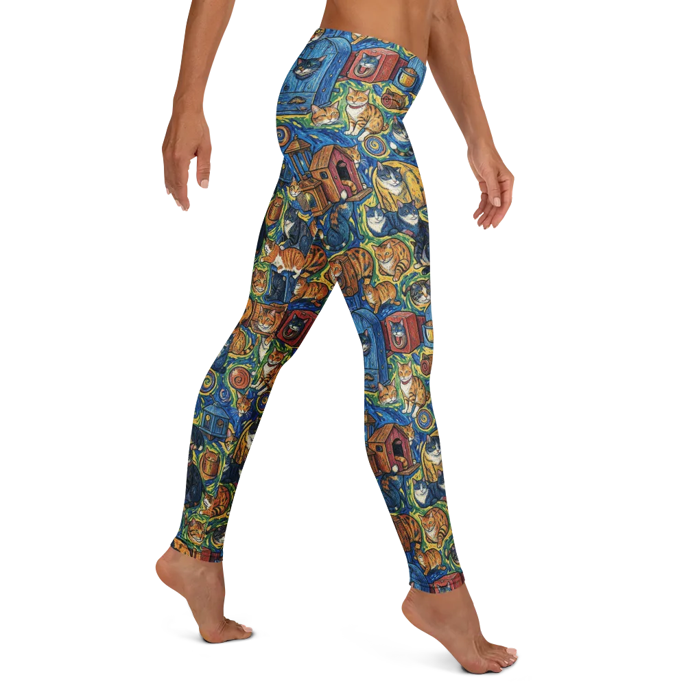 Midnight Meow on Leggings — Right