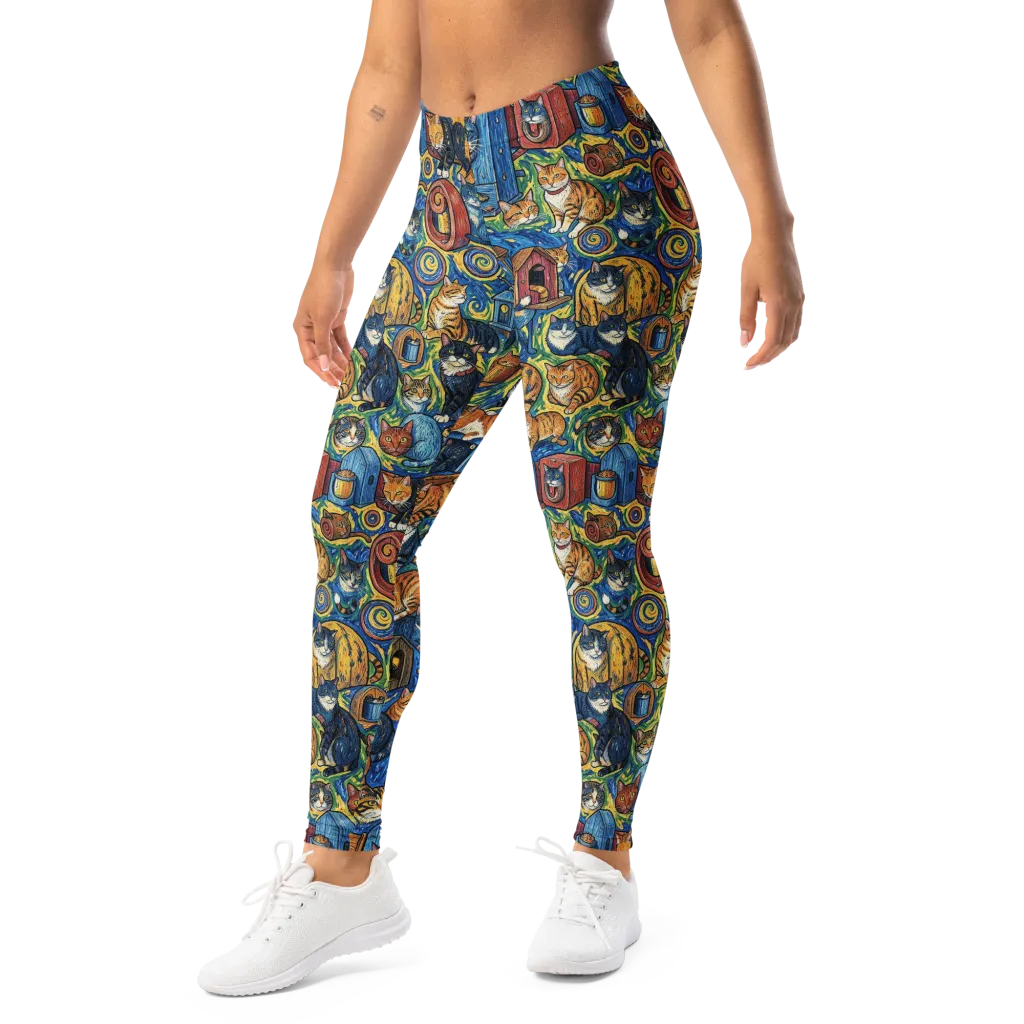 Midnight Meow on Leggings — Left Front