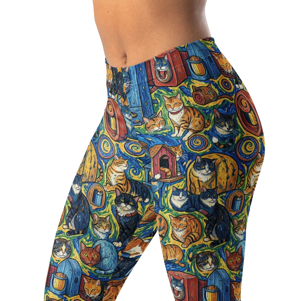 Midnight Meow on Leggings — Left Front