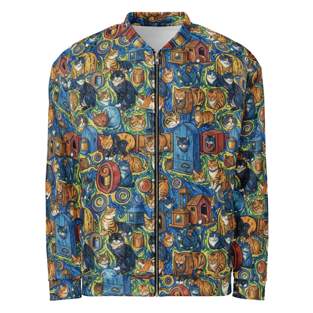 Midnight Meow on Bomber Jacket — Front