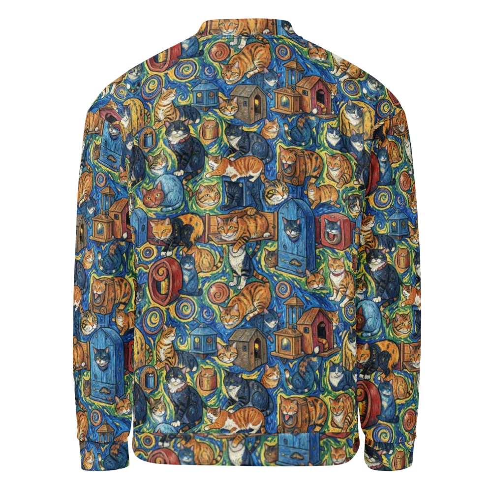 Midnight Meow on Bomber Jacket — Back