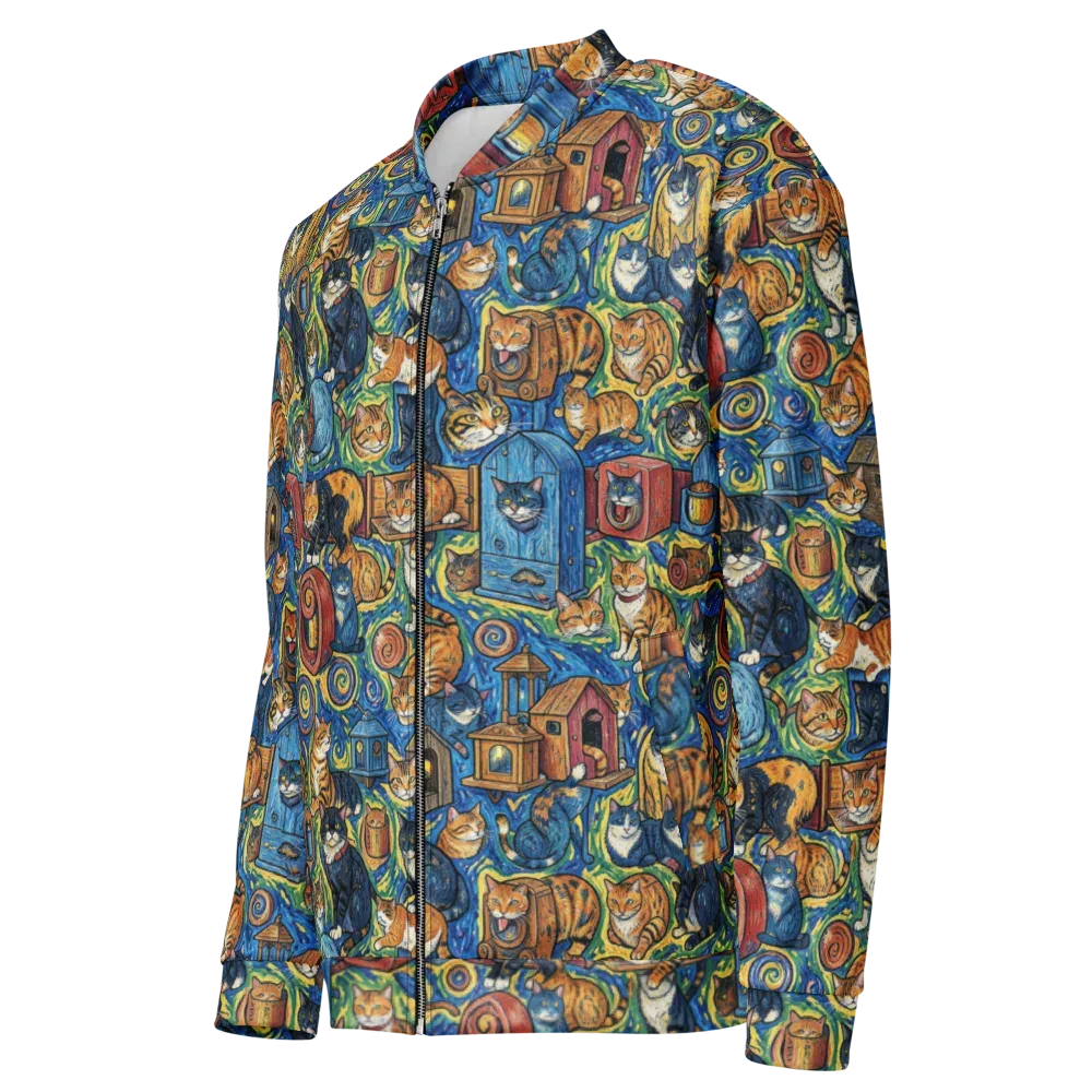 Midnight Meow on Bomber Jacket — Left Front